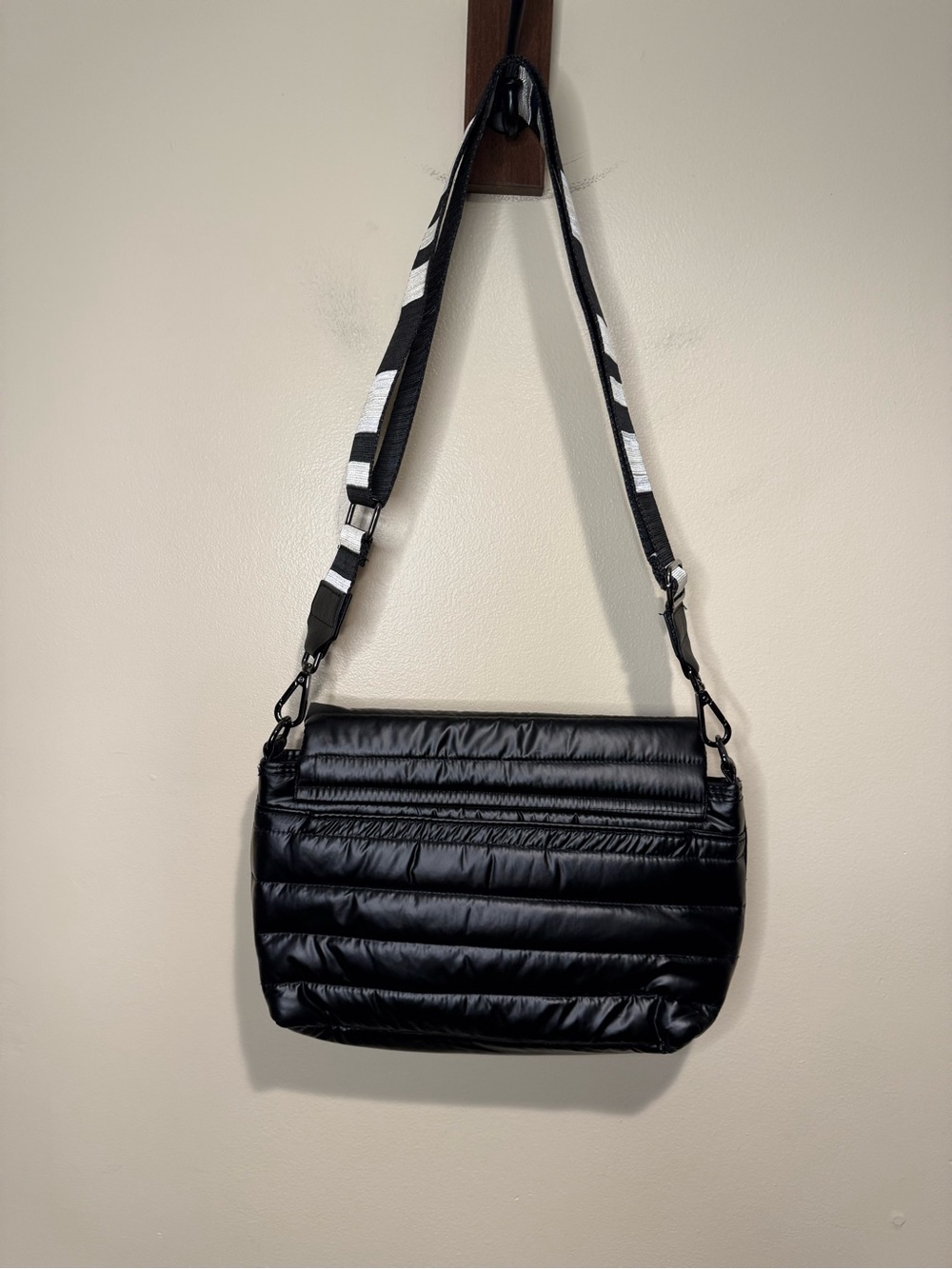 THINK ROYLN Black Quilted Crossbody with Striped Strap - Picture 7 of 16